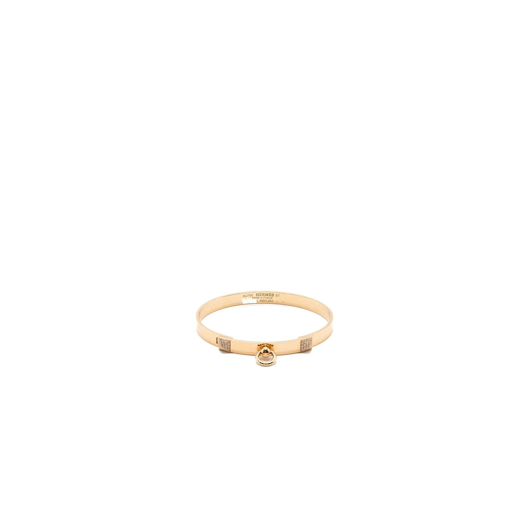HERMES COLLIER DE CHIEN BRACELET ROSE GOLD DIAMONDS