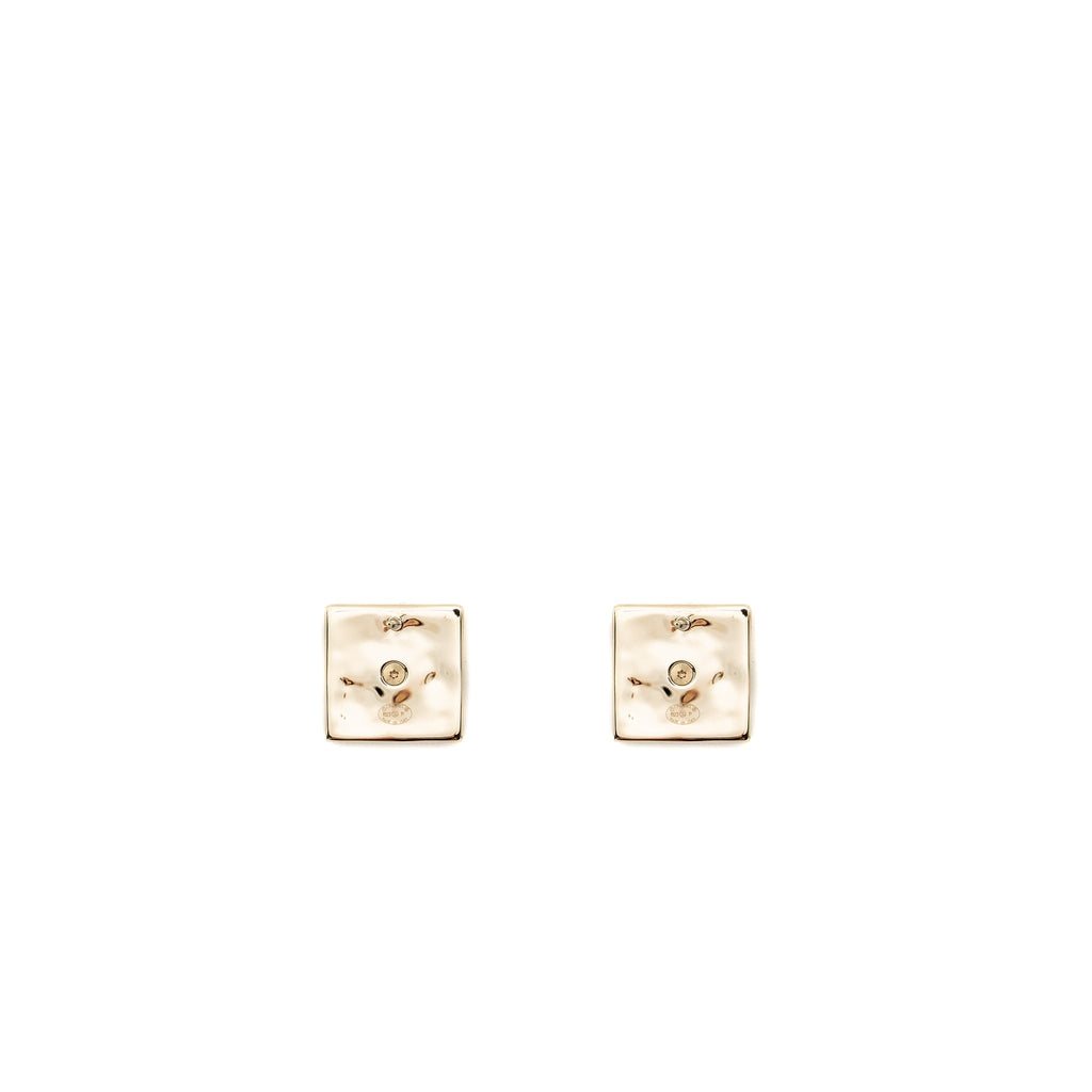 CHANEL SQUARE CC LOGO CRYSTAL LIGHT GOLD TONE