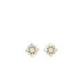 CHANEL QUILTED EARRING CRYSTAL SILVER TONE