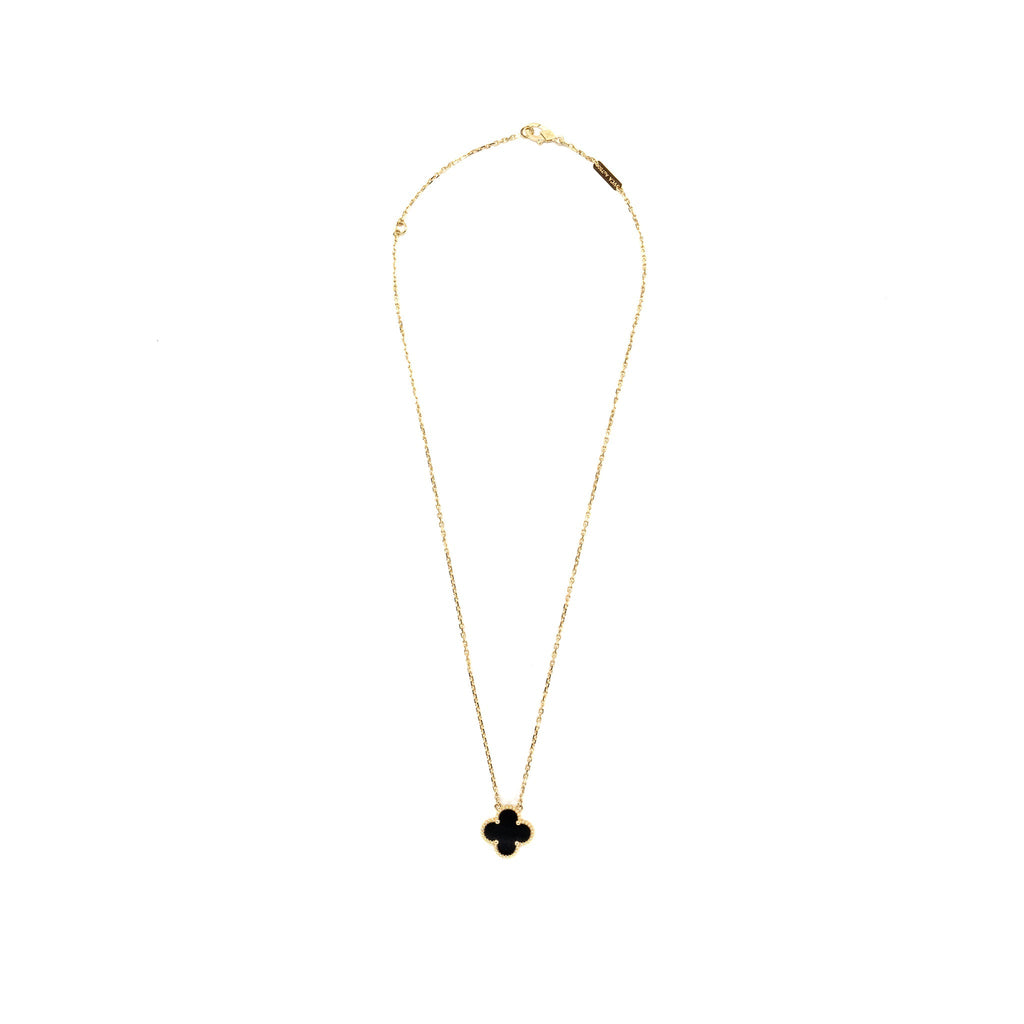VAN CLEEF & ARPELS VINTAGE ALHAMBRA PENDANT 18K YELLOW GOLD ONYX