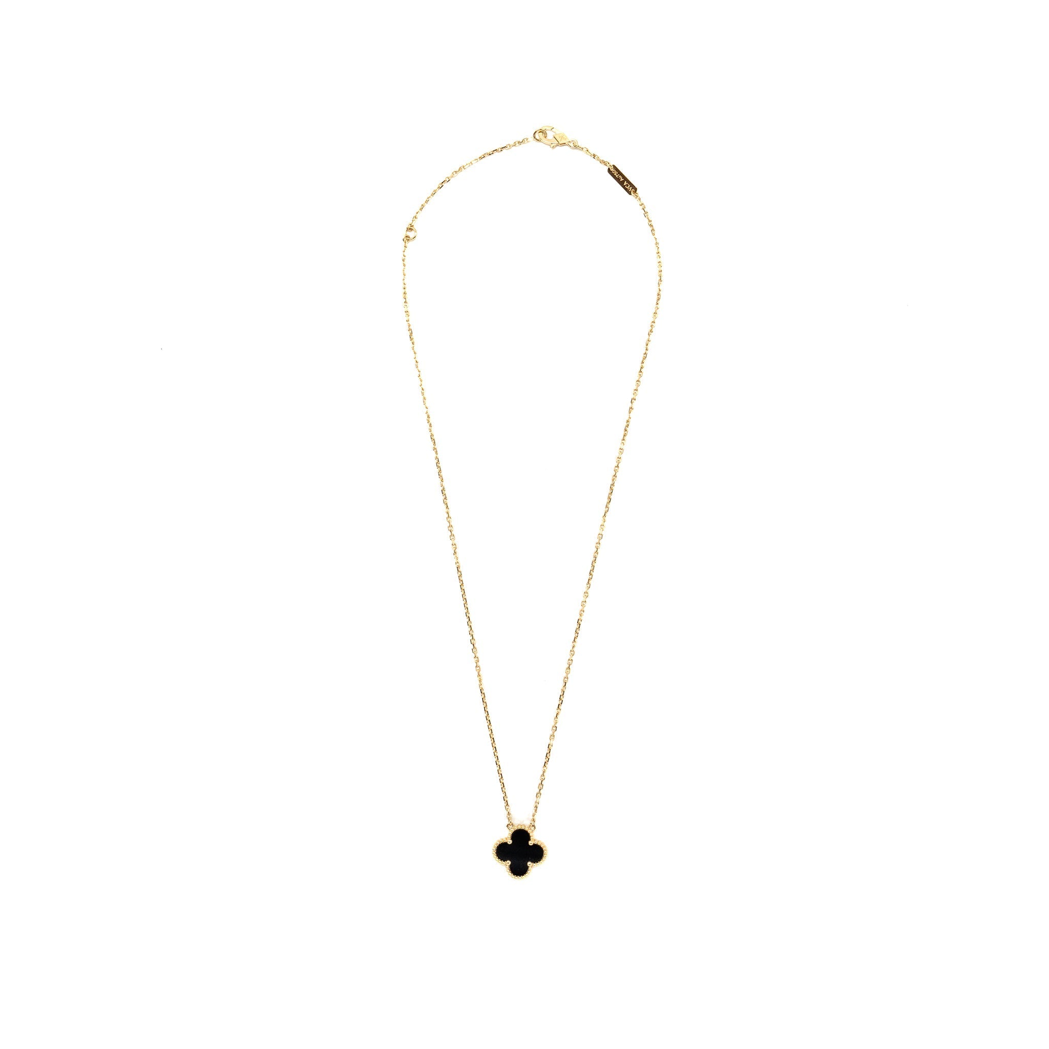 VAN CLEEF & ARPELS VINTAGE ALHAMBRA PENDANT 18K YELLOW GOLD ONYX