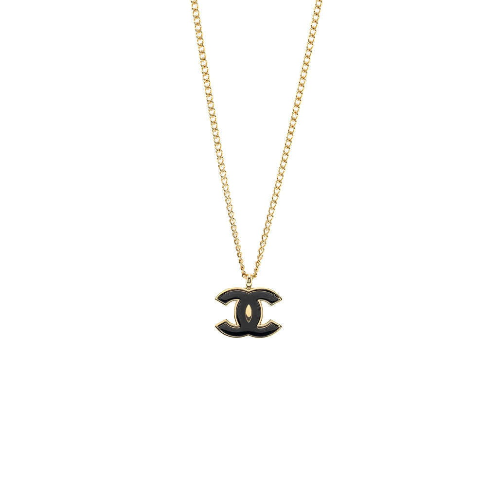 CHANEL GIANT CC LOGO NECKLACE GOLD TONE