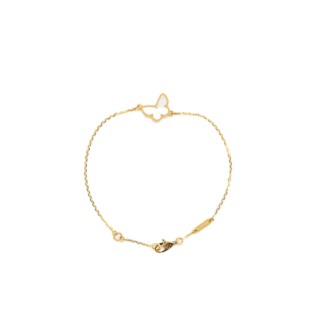 VAN CLEEF & ARPELS SWEET ALHAMBRA BUTTERFLY BRACELET MOTHER OF PEARL YELLOW GOLD