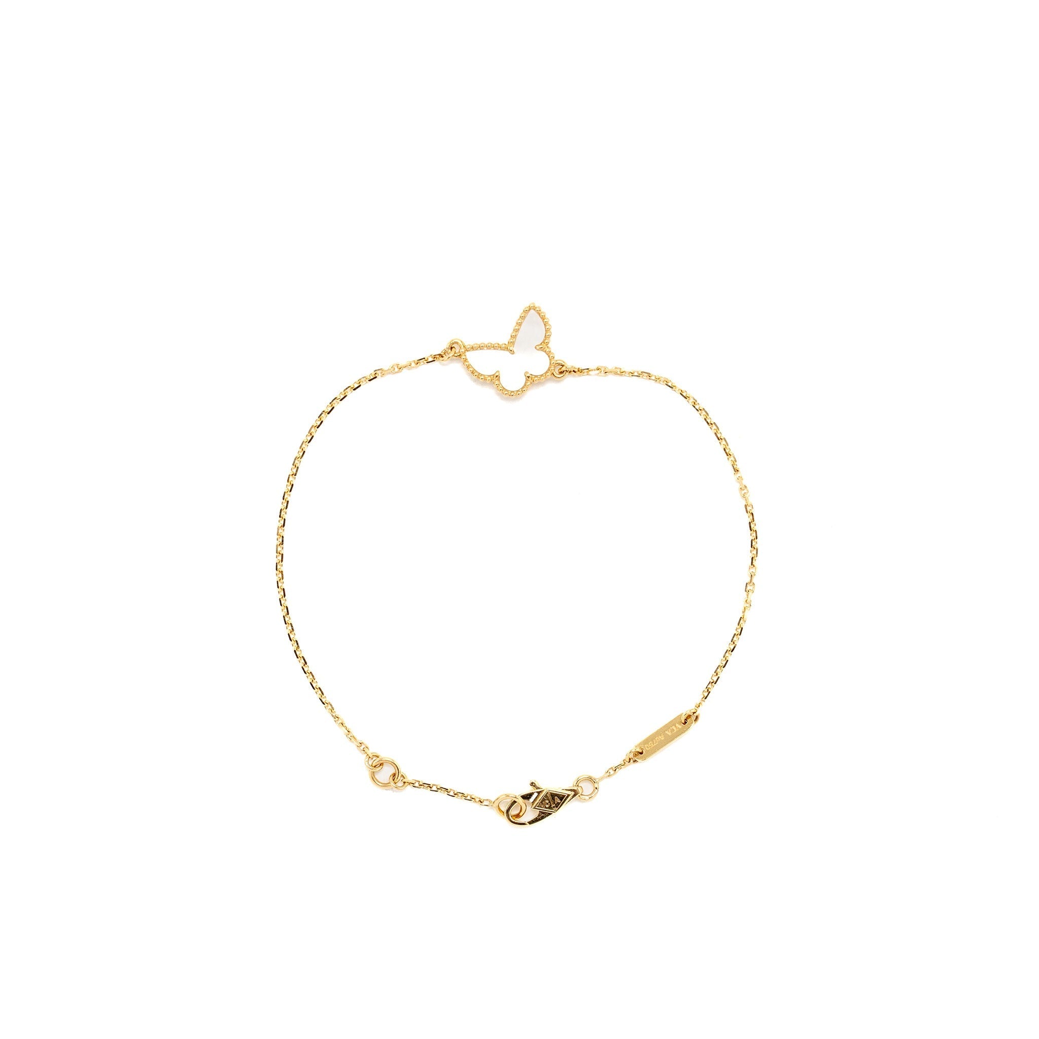 VAN CLEEF & ARPELS SWEET ALHAMBRA BUTTERFLY BRACELET MOTHER OF PEARL YELLOW GOLD