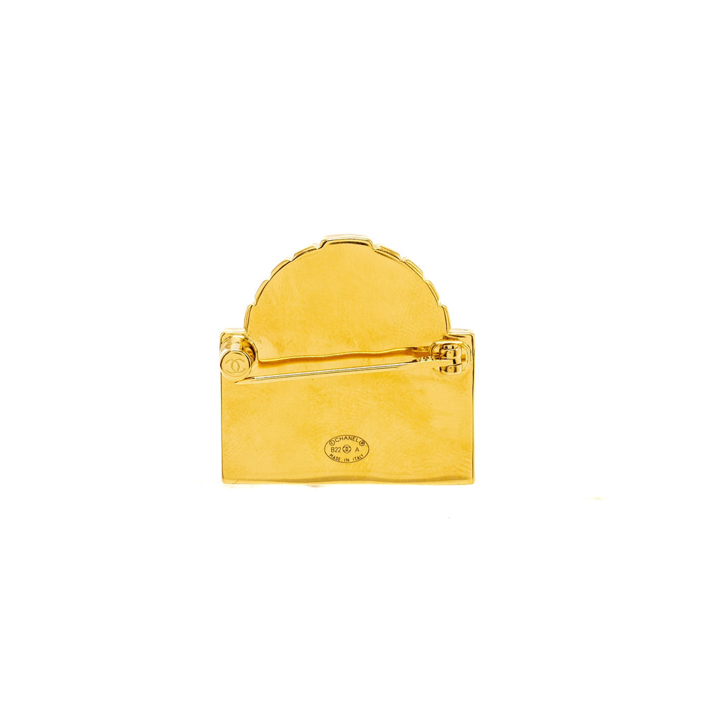 CHANEL RUE CAMBON/ CC LOGO BROOCH GOLD TONE