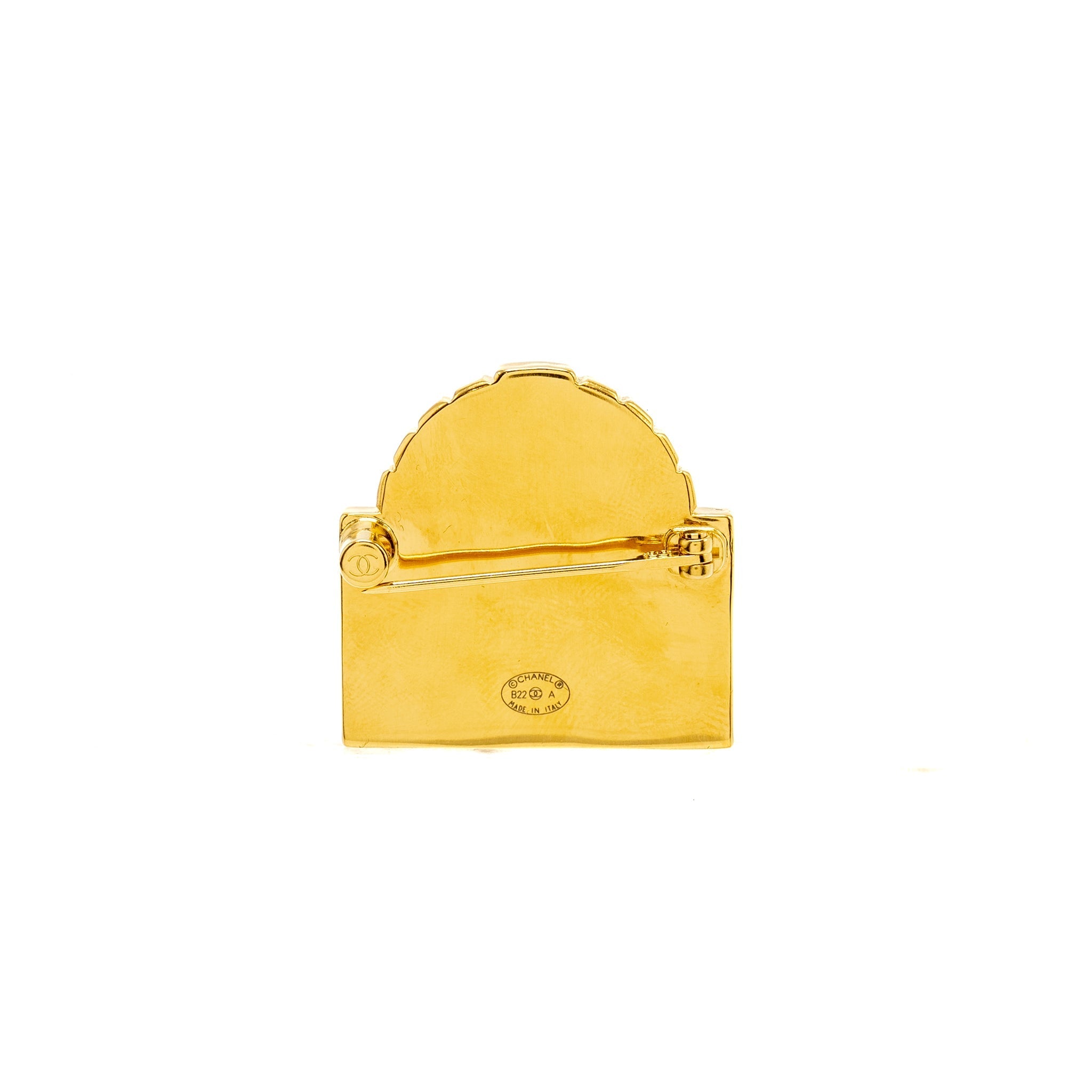 CHANEL RUE CAMBON/ CC LOGO BROOCH GOLD TONE