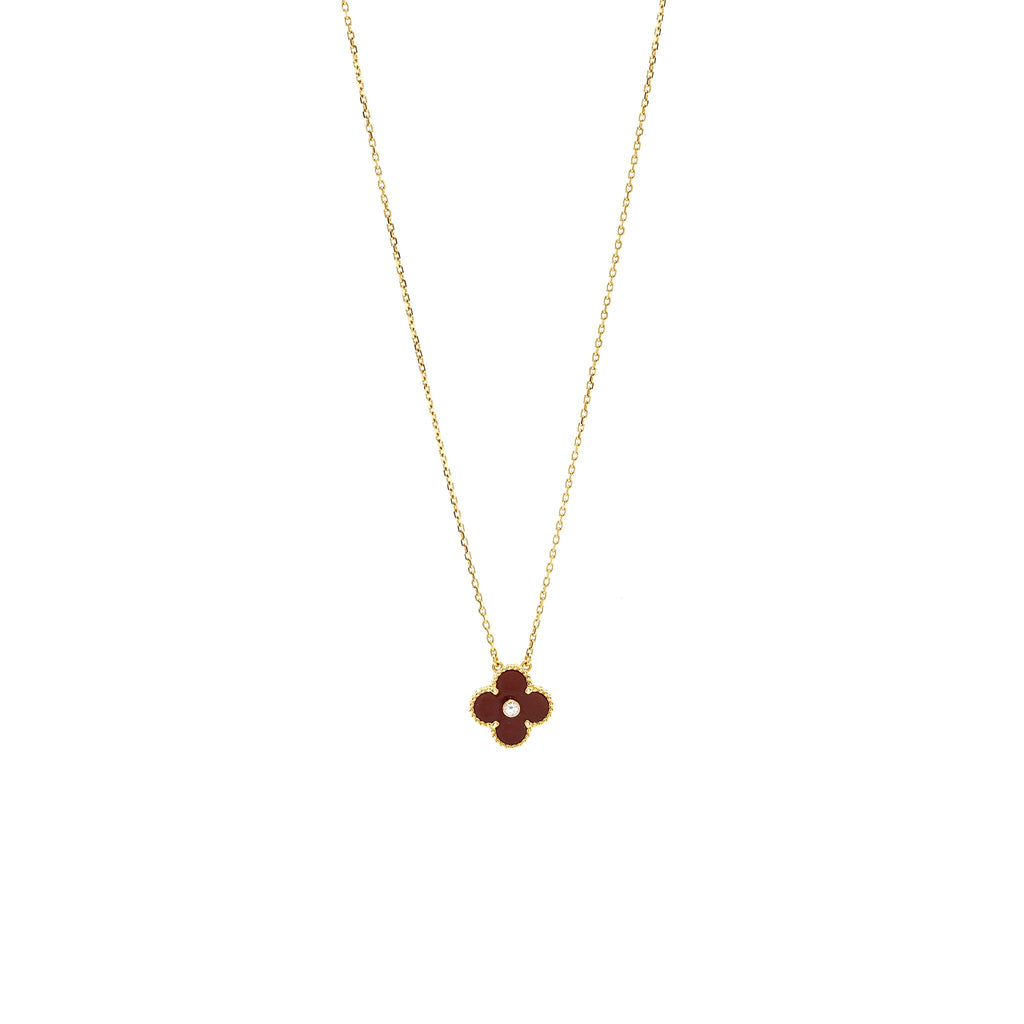 VAN CLEEF & ARPELS VINTAGE ALHAMBRA PENDANT 2011 CHRISTMAS LIMITED EDITION CARNELIAN ROSE GOLD, DIAMOND