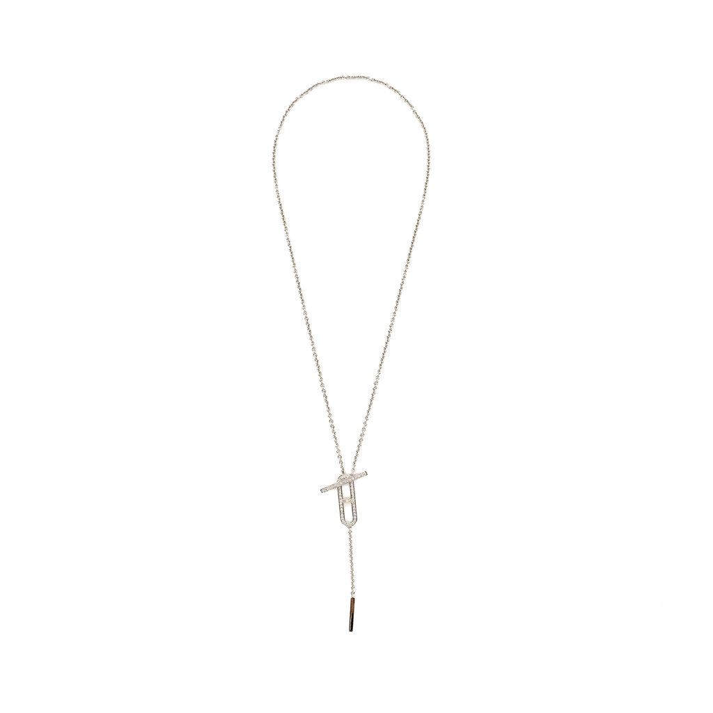 HERMES EVER CHAINE D’ANCRE LARIAT NECKLACE WHITE GOLD,DIAMONDS