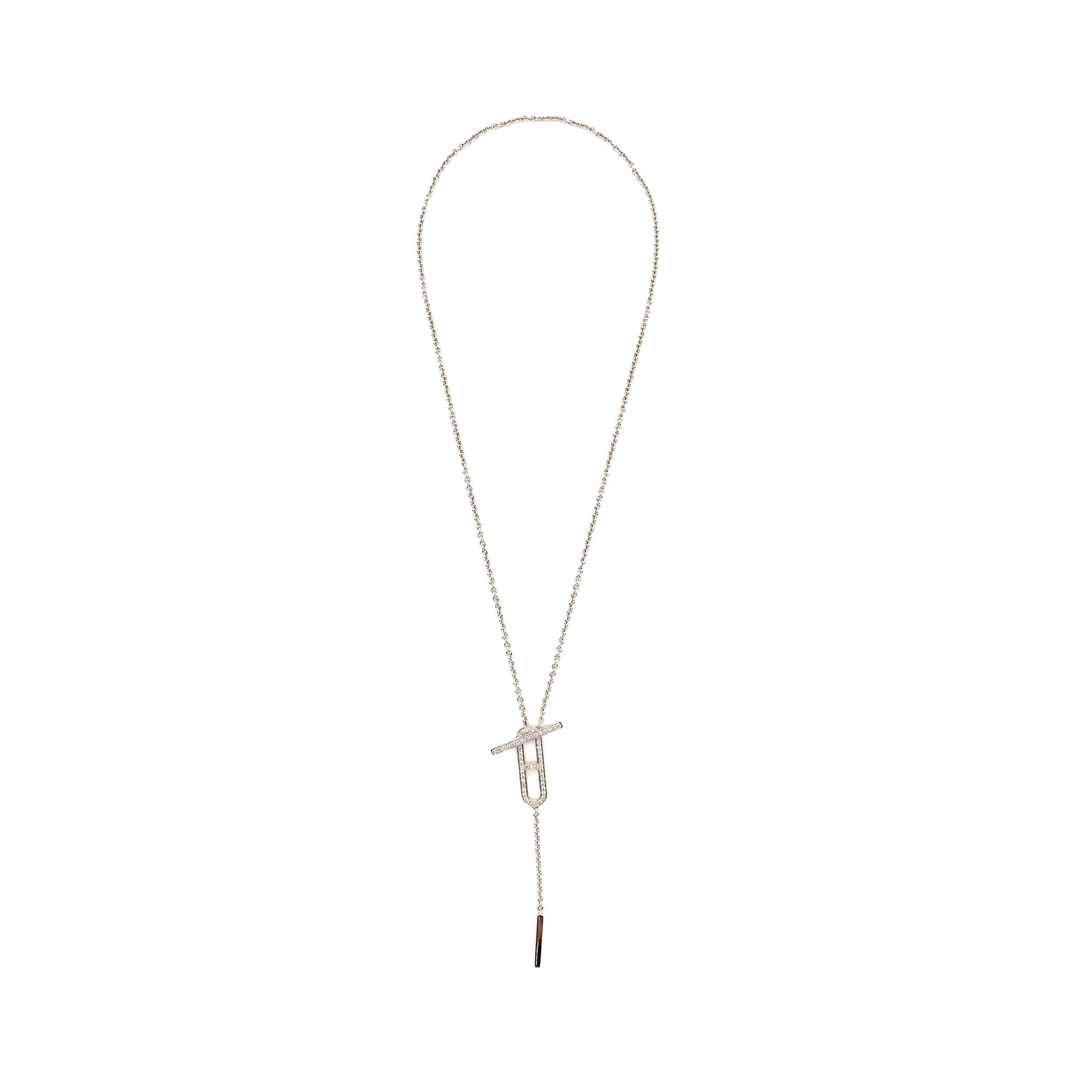 HERMES EVER CHAINE D’ANCRE LARIAT NECKLACE WHITE GOLD,DIAMONDS