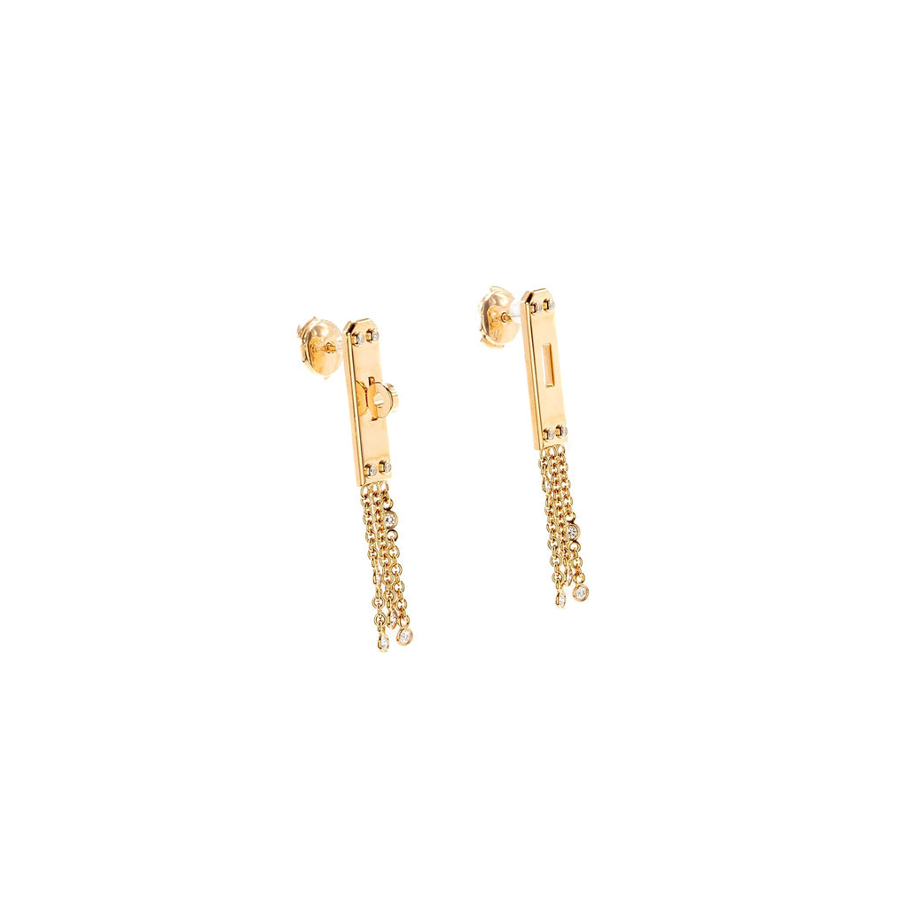 HERMES KELLY GAVROCHE EARRINGS ROSE GOLD, DIAMONDS