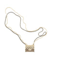 CHANEL MICRO BAG NECKLACE PEARL/ LEATHER CHAIN LGHW