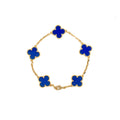 VAN CLEEF & ARPELS VINTAGE ALHAMBRA BRACELET 5 MOTIFS 18K YELLOW GOLD, AGATE