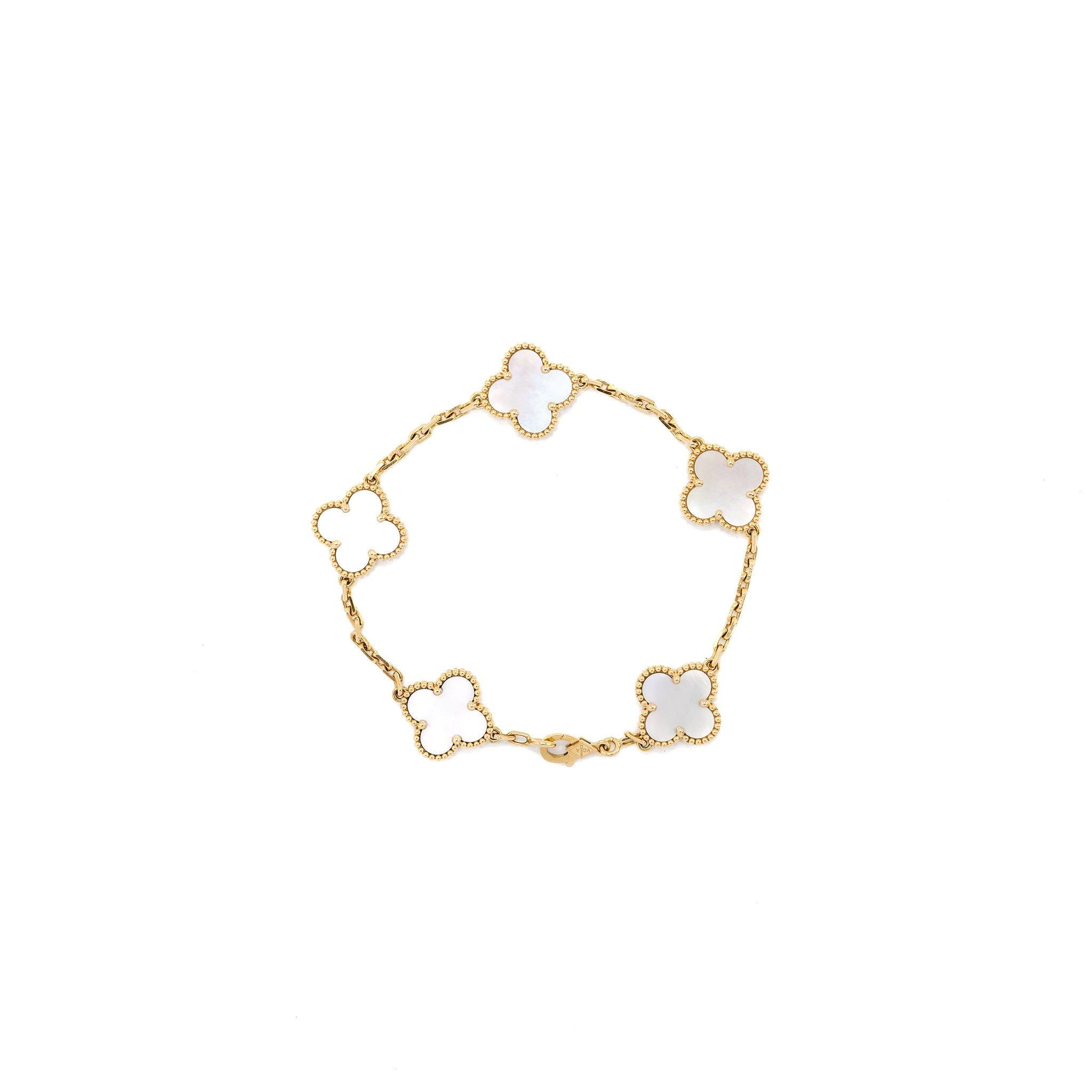 VAN CLEEF & ARPELS VINTAGE ALHAMBRA 5 MOTIFS MOTHER OF PEARL YELLOW GOLD