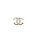 CHANEL CC LOGO BROOCH WITH CRYSTAL SILVER TONE