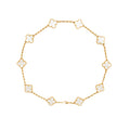 VAN CLEEF & ARPELS VINTAGE ALHAMBRA 10-MOTIF NECKLACE, YELLOW GOLD, WHITE MOTHER-OF-PEARL