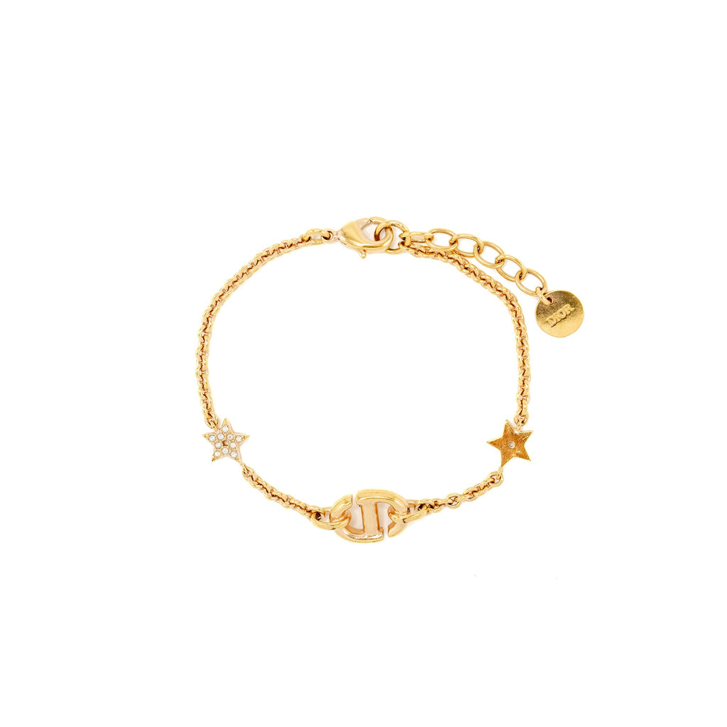 DIOR CD AND STARS BRACELET CRYSTAL GOLD TONE