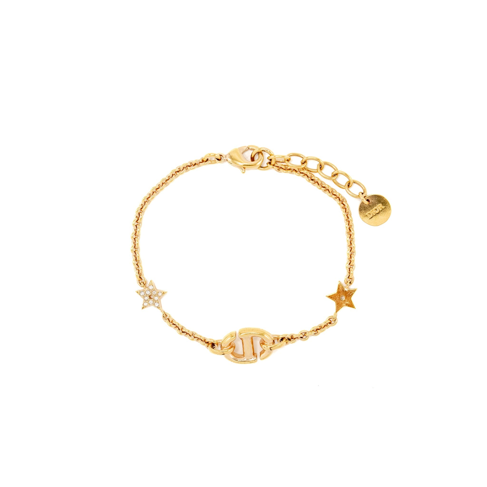DIOR CD AND STARS BRACELET CRYSTAL GOLD TONE