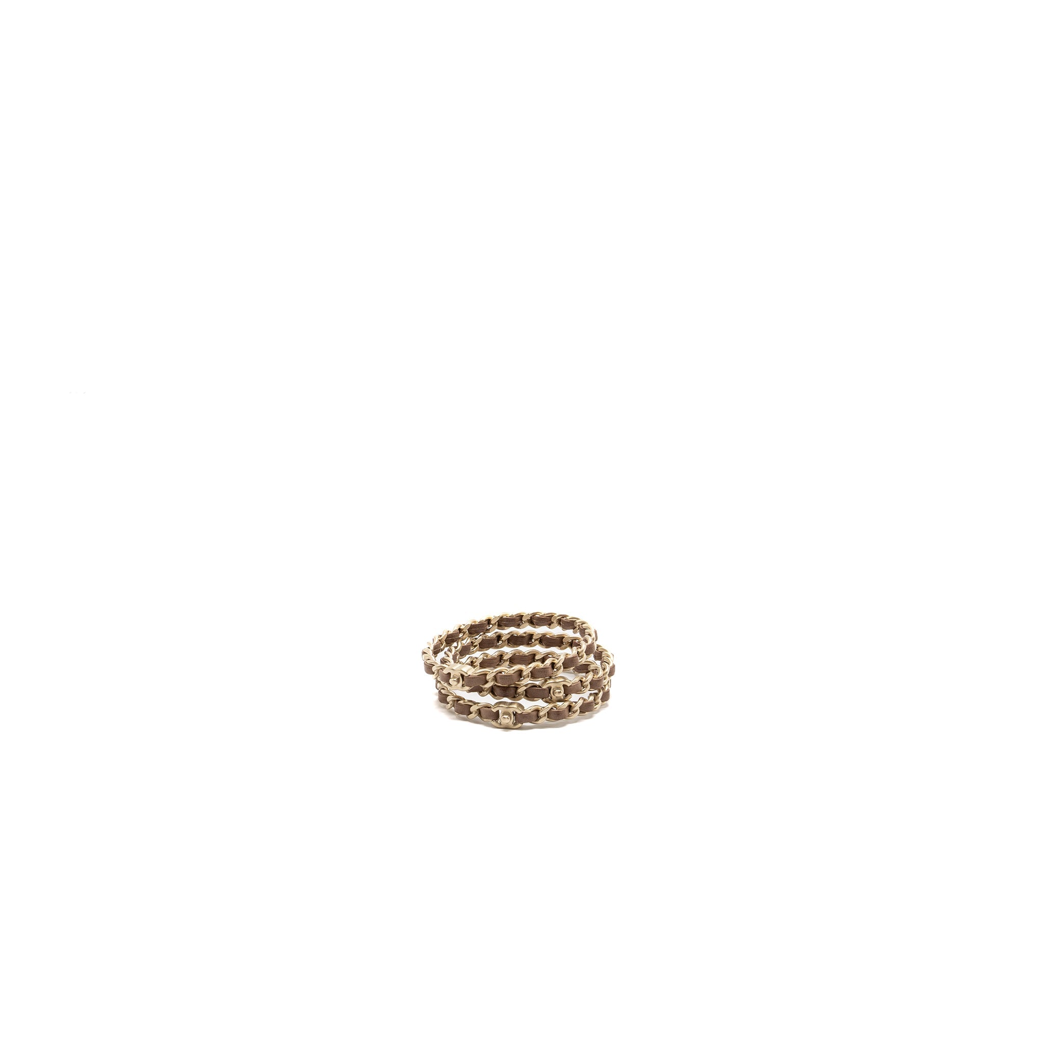 CHANEL 3 LEATHER CHAIN/CC LOGO BRACELET DARK BEIGE BRUSH GHW