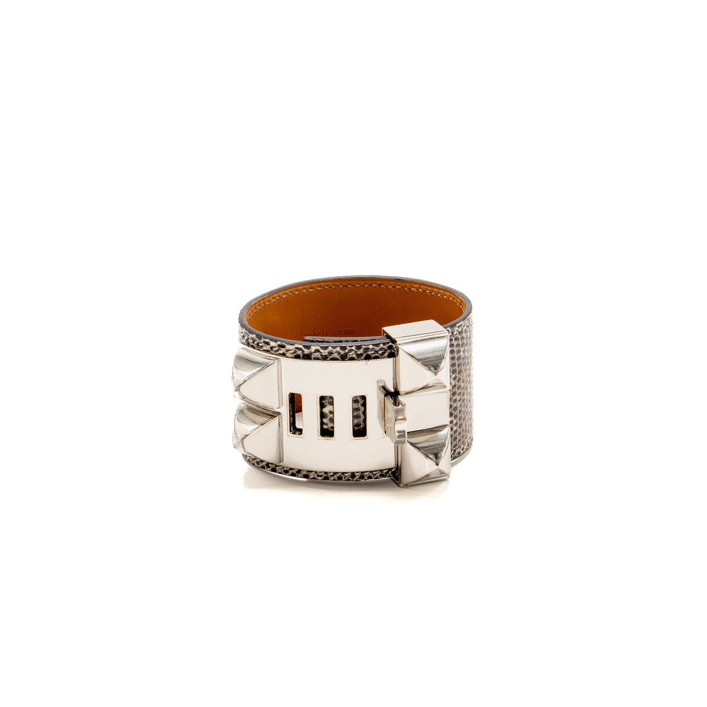 HERMES SIZE T2 COLLIER DE CHIEN CUFF BRACELET OMBRÉ LIZARD SHW STAMP C