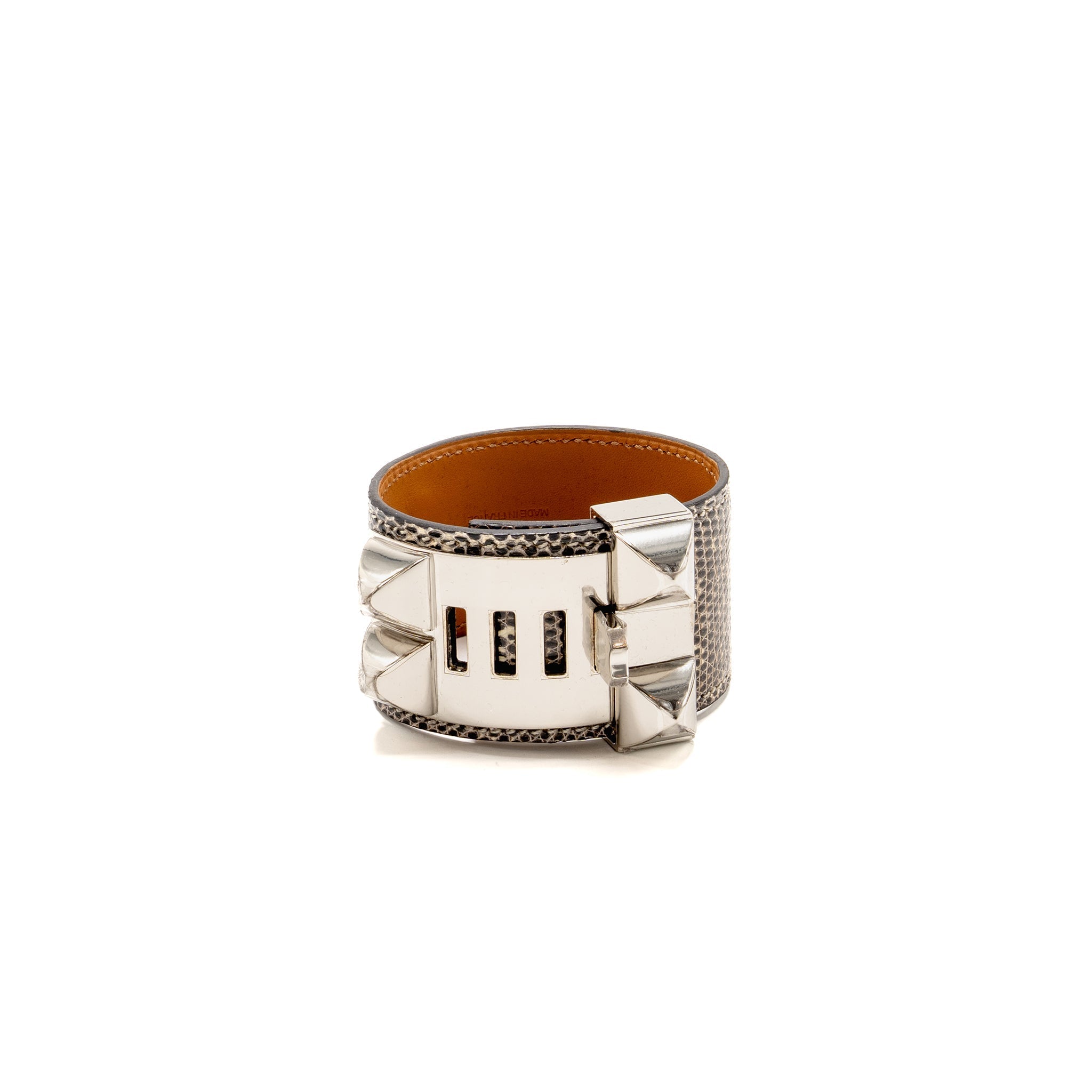 HERMES SIZE T2 COLLIER DE CHIEN CUFF BRACELET OMBRÉ LIZARD SHW STAMP C