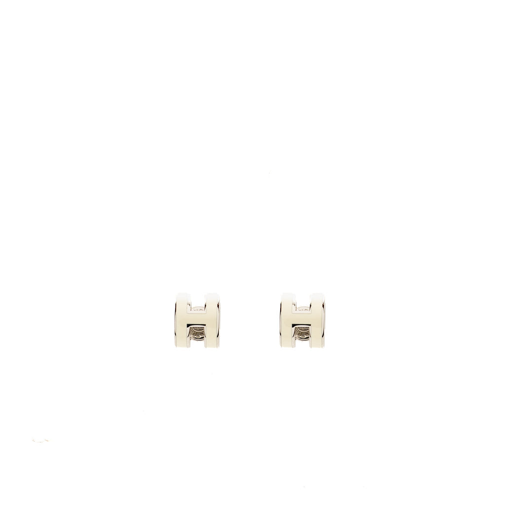 HERMES MINI POP H EARRINGS BLANC SHW
