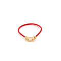 FRED FORCE 10 BRACELET, HALF DIAMONDS BUCKLE WITH RED CABLE PINK GOLD