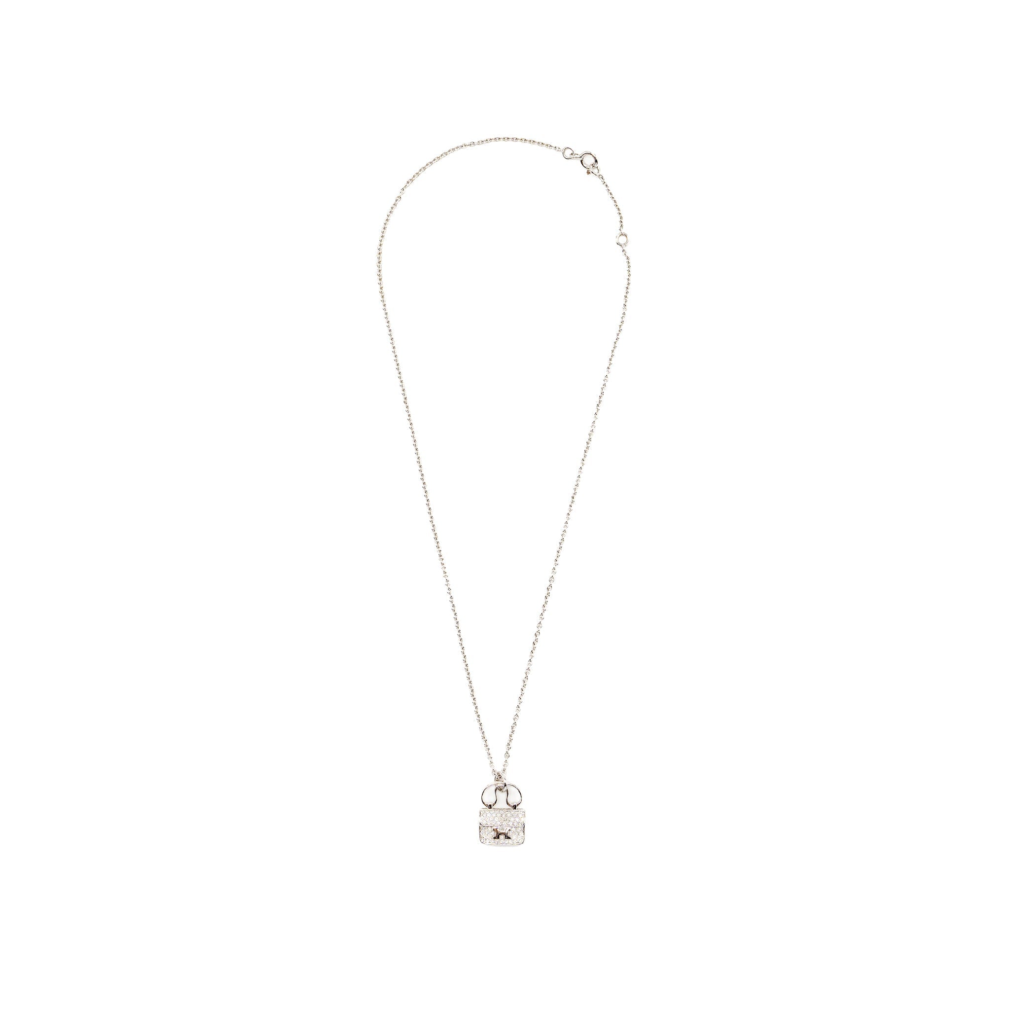HERMES AMULETTE CONSTANCE PENDANT WHITE GOLD DIAMONDS