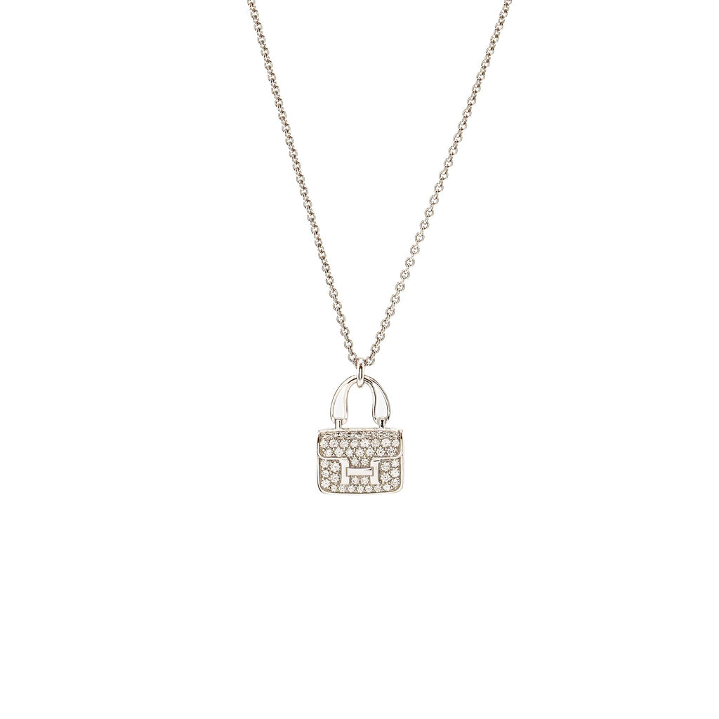 HERMES AMULETTE CONSTANCE PENDANT WHITE GOLD DIAMONDS