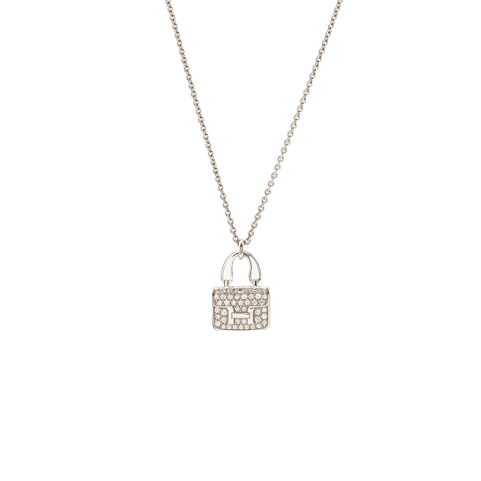 HERMES AMULETTE CONSTANCE PENDANT WHITE GOLD DIAMONDS