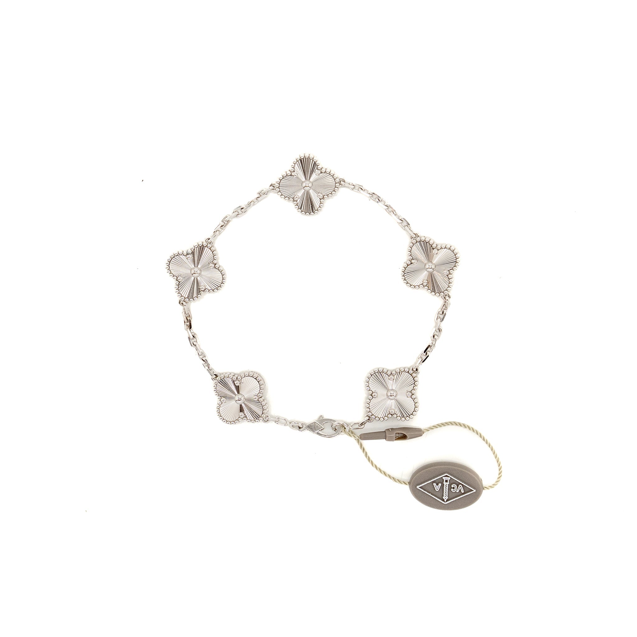 VAN CLEEF & ARPELS VINTAGE ALHAMBRA BRACELET 5 MOTIFS WHITE GOLD