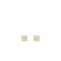 CHANEL SQUARE AND CC LOGO EARRINGS WHITE GOLD TONE