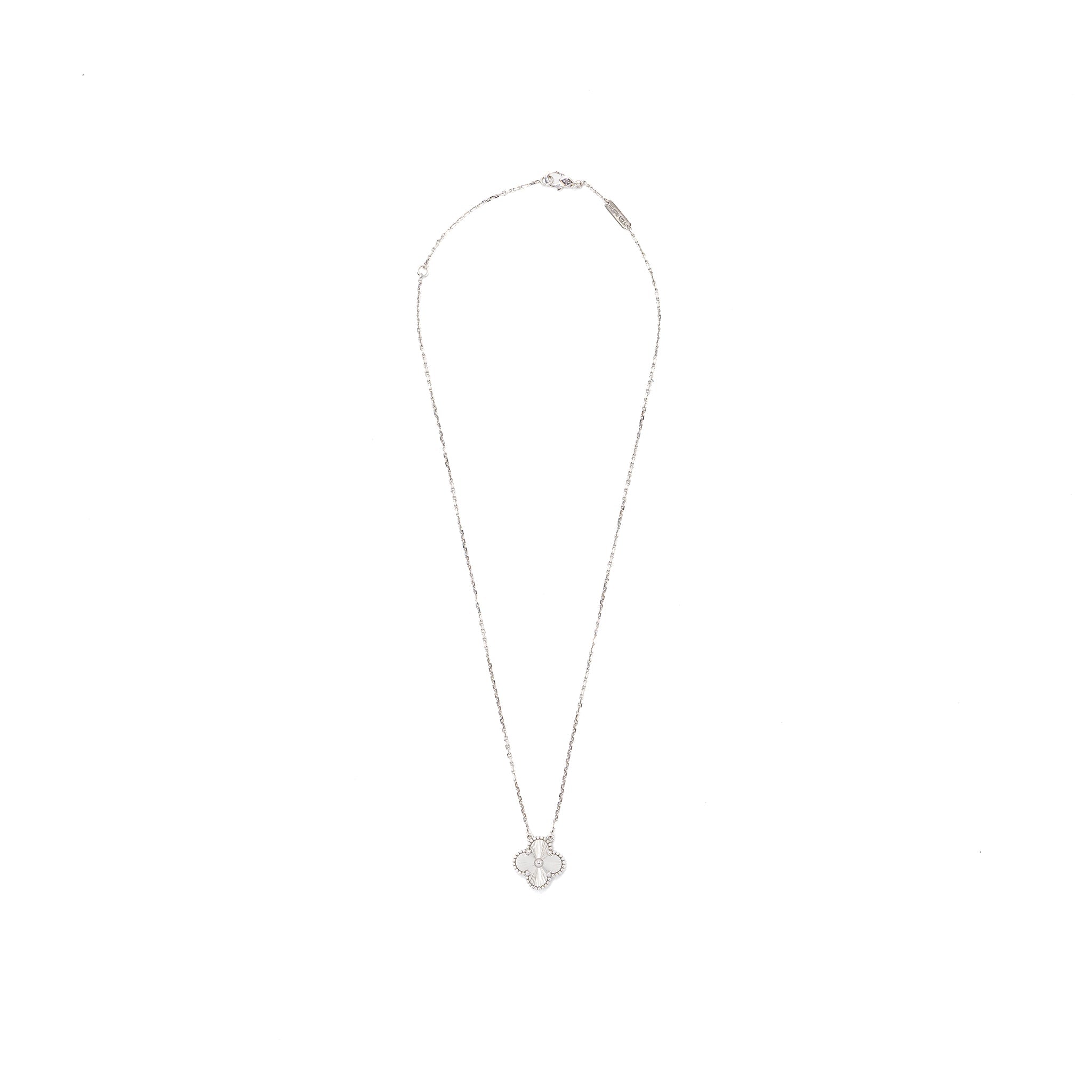 VAN CLEEF AND ARPELS VINTAGE ALHAMBRA NECKLACE 18K WHITE GOLD