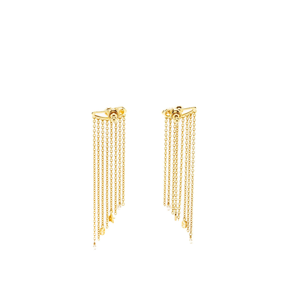 DIOR CD STAR PEARLS DROPPED EARRINGS GOLD TONE