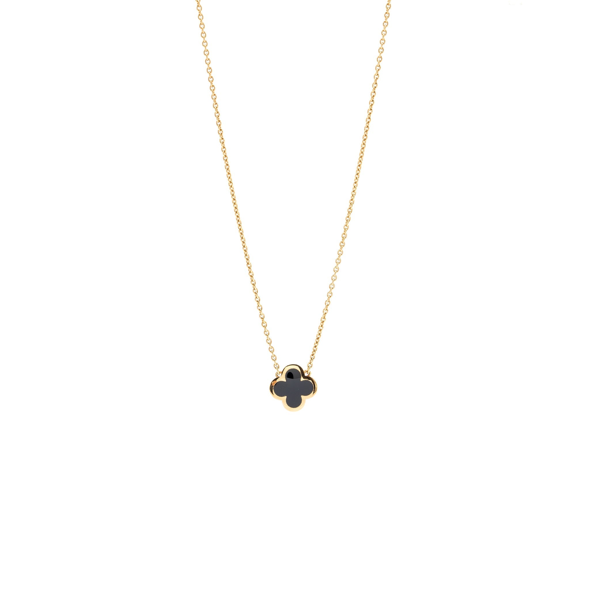 VAN CLEEF AND ARPELS PURE ALHAMBRA PENDANT ONYX YELLOW GOLD