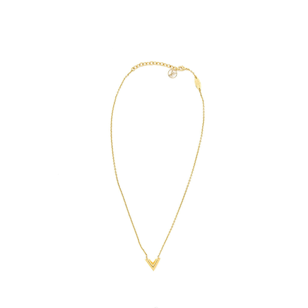 LOUIS VUITTON ESSENTIAL V NECKLACE GOLD TONE