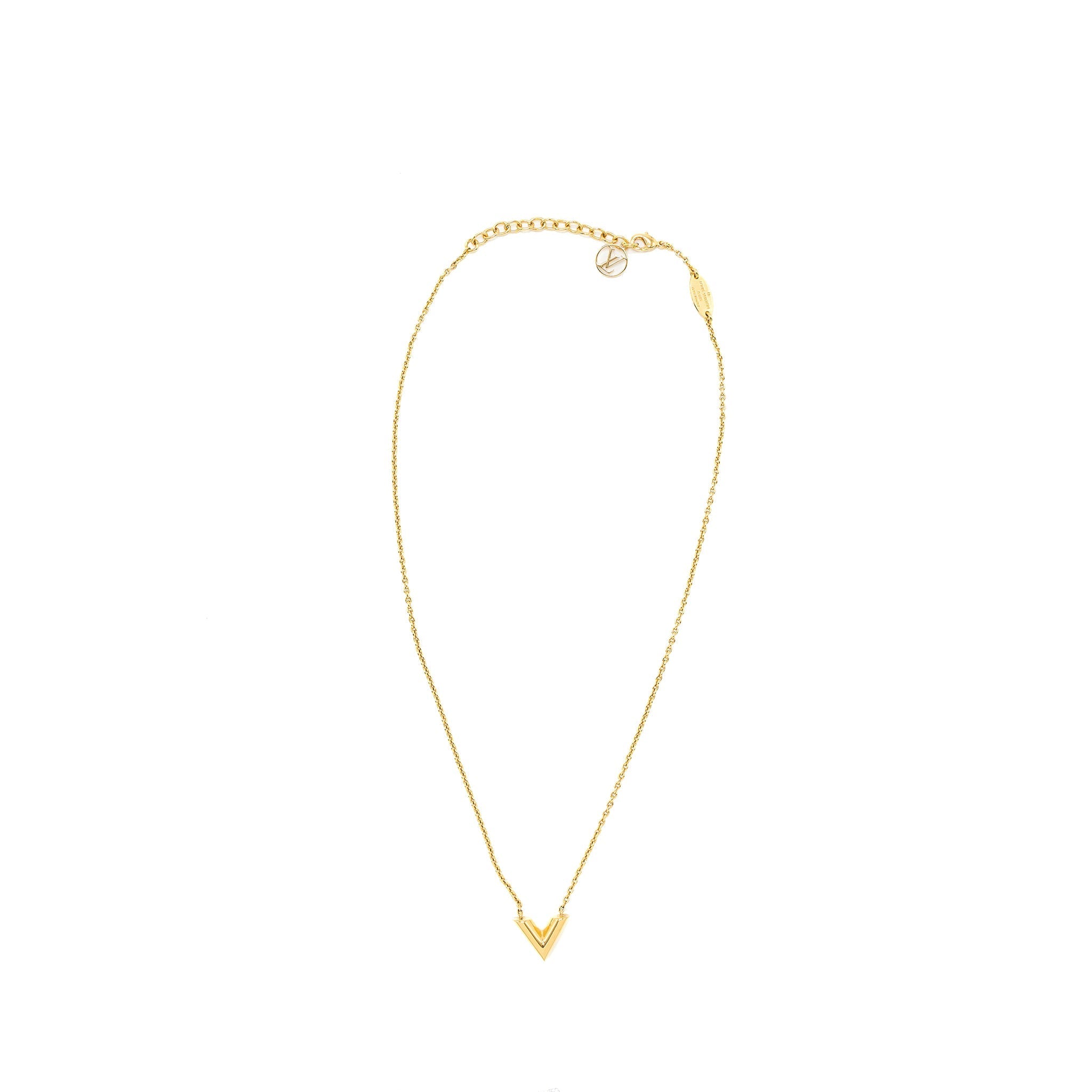 LOUIS VUITTON ESSENTIAL V NECKLACE GOLD TONE