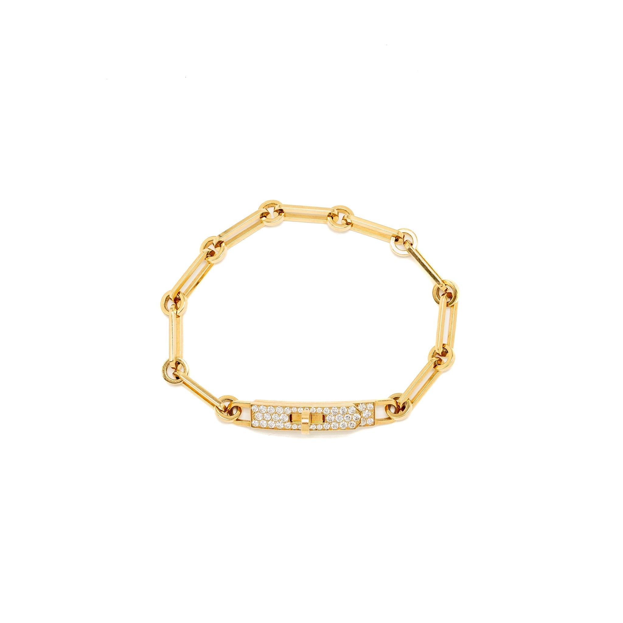 HERMES KELLY CHAINE BRACELET YELLOW GOLD/DIAMONDS