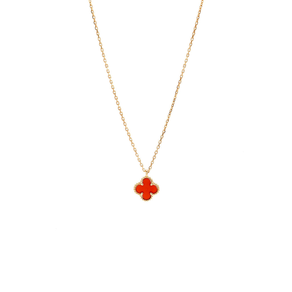 VAN CLEEF & ARPELS SWEET ALHAMBRA PENDANT ROSE GOLD, CARNELIAN