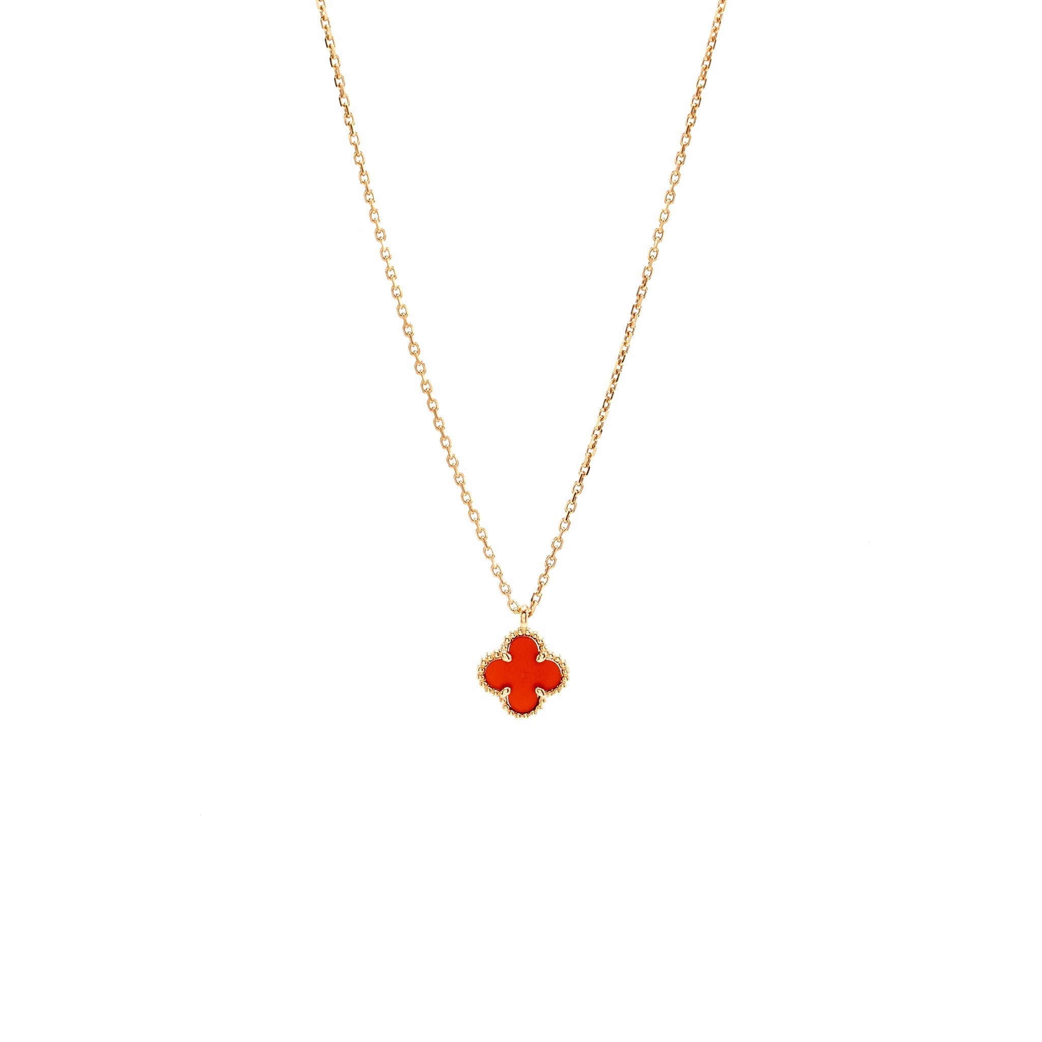 VAN CLEEF & ARPELS SWEET ALHAMBRA PENDANT ROSE GOLD, CARNELIAN