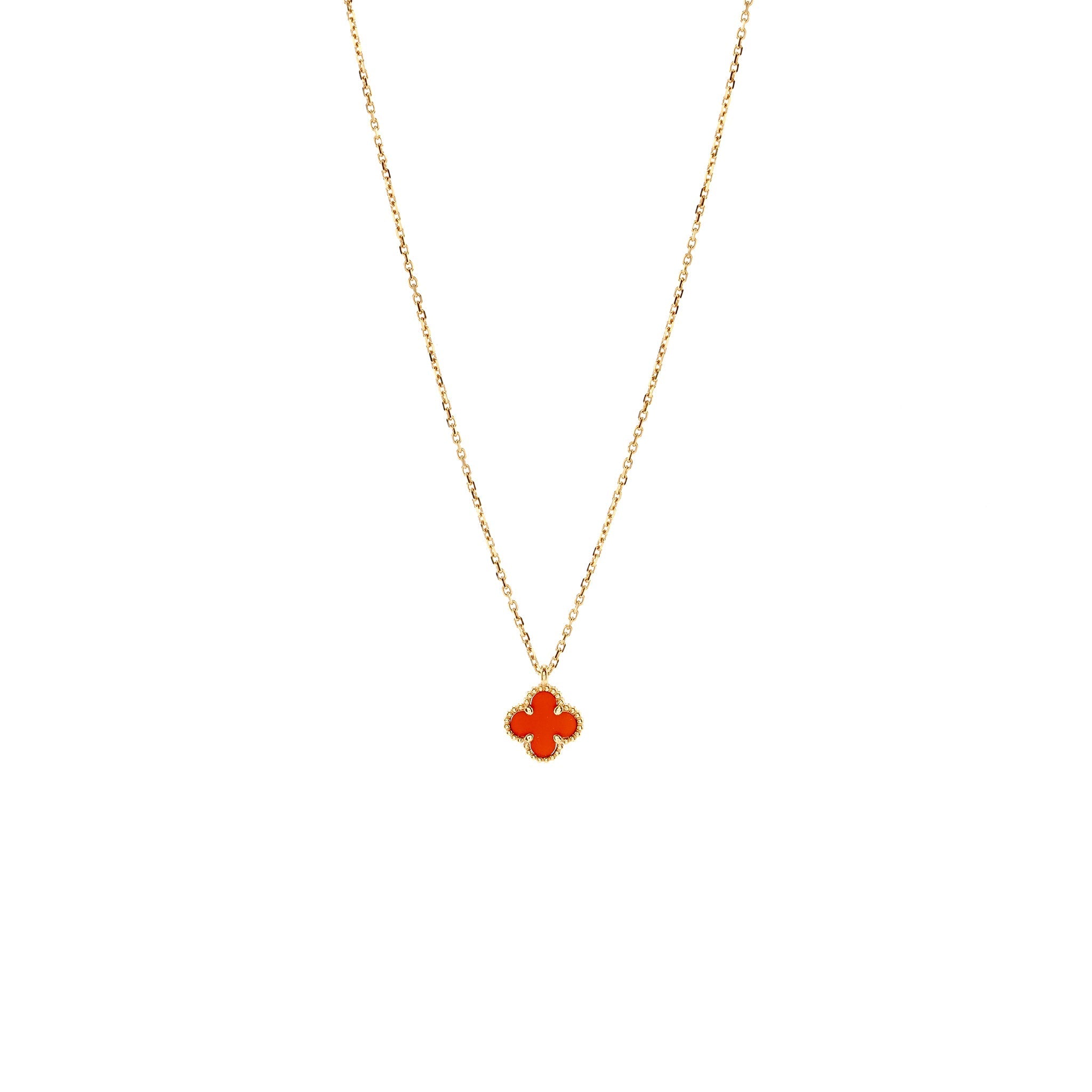VAN CLEEF & ARPELS SWEET ALHAMBRA PENDANT CARNELIAN ROSE GOLD