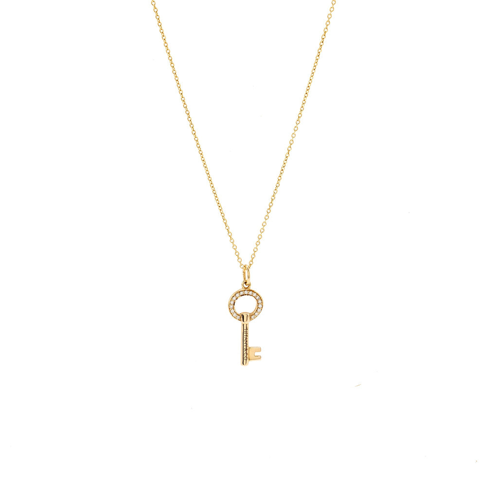 TIFFANY DIAMOND OVAL KEY PENDANT ROSE GOLD WITH PENDANT CHAIN YELLOW GOLD