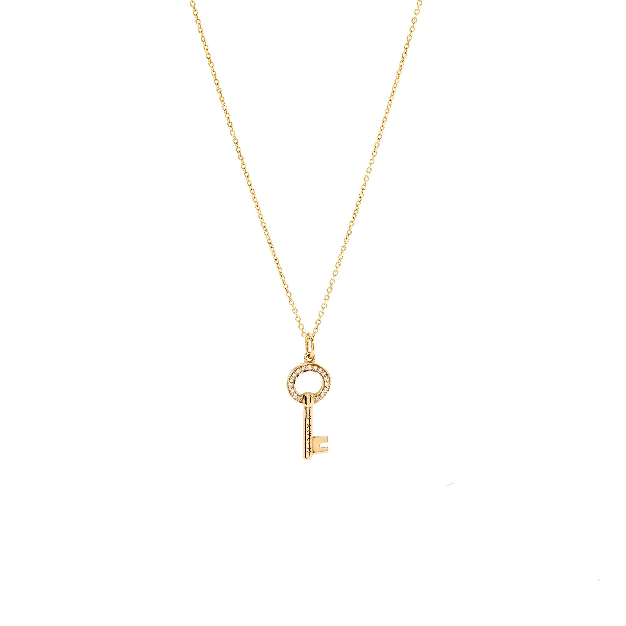 TIFFANY DIAMOND OVAL KEY PENDANT ROSE GOLD WITH PENDANT CHAIN YELLOW GOLD