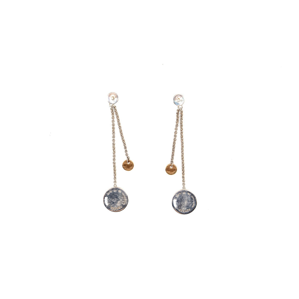HERMES EX-LIBRIS EARRINGS STERLING SILVER/ROSE GOLD