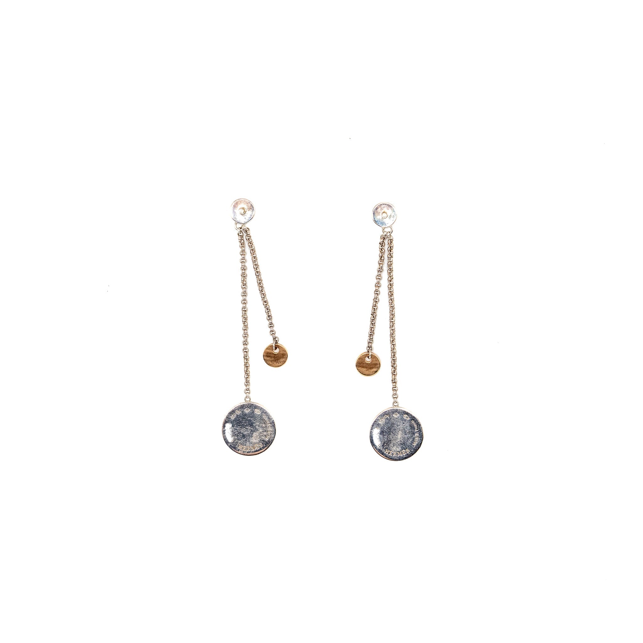 HERMES EX-LIBRIS EARRINGS STERLING SILVER/ROSE GOLD