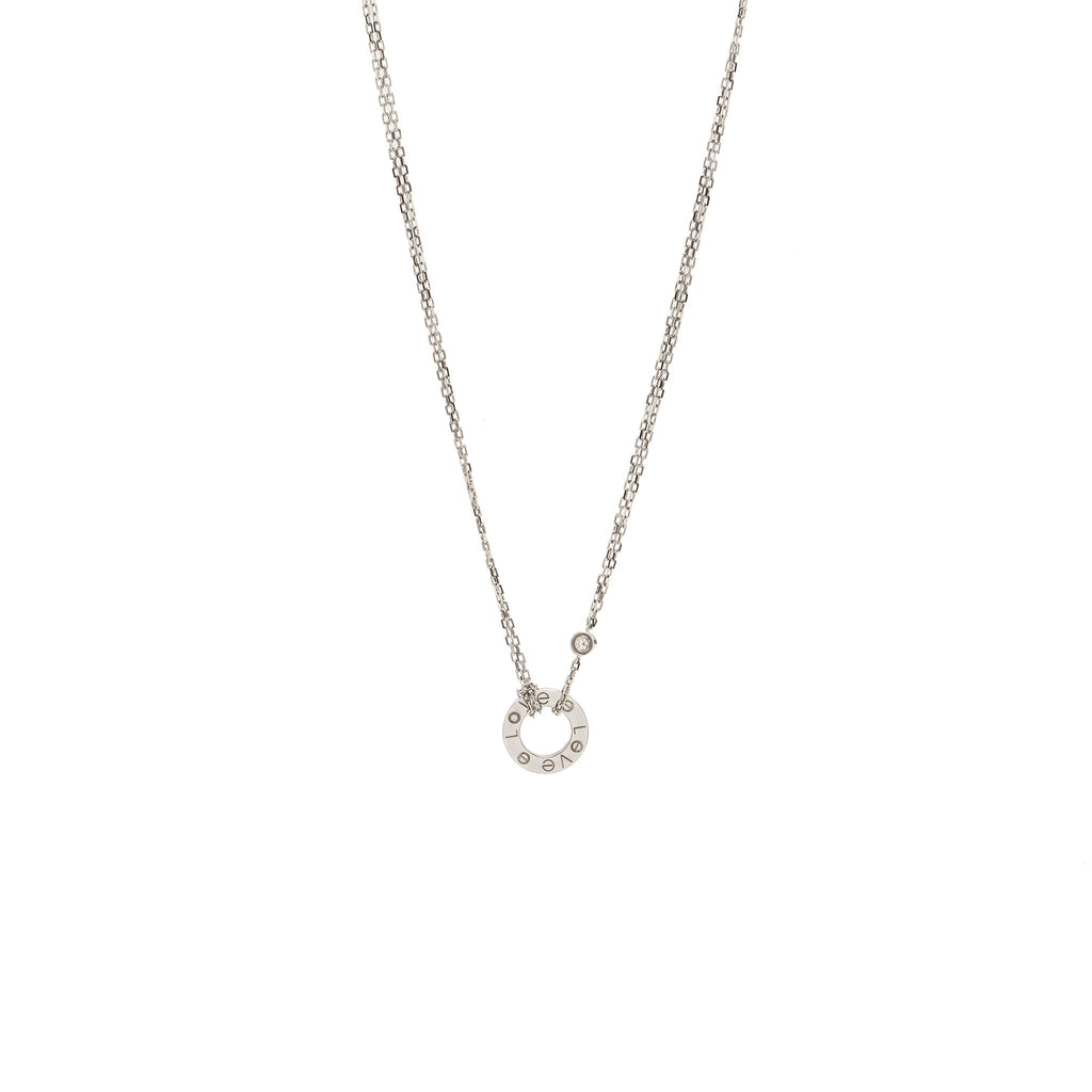 CARTIER LOVE NECKLACE WHITE GOLD WITH 2 DIAMONDS
