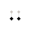 VAN CLEEF & ARPELS MAGIC ALHAMBRA 2-MOTIFS EARRINGS WHITE GOLD/ ONYX/ DIAMONDS