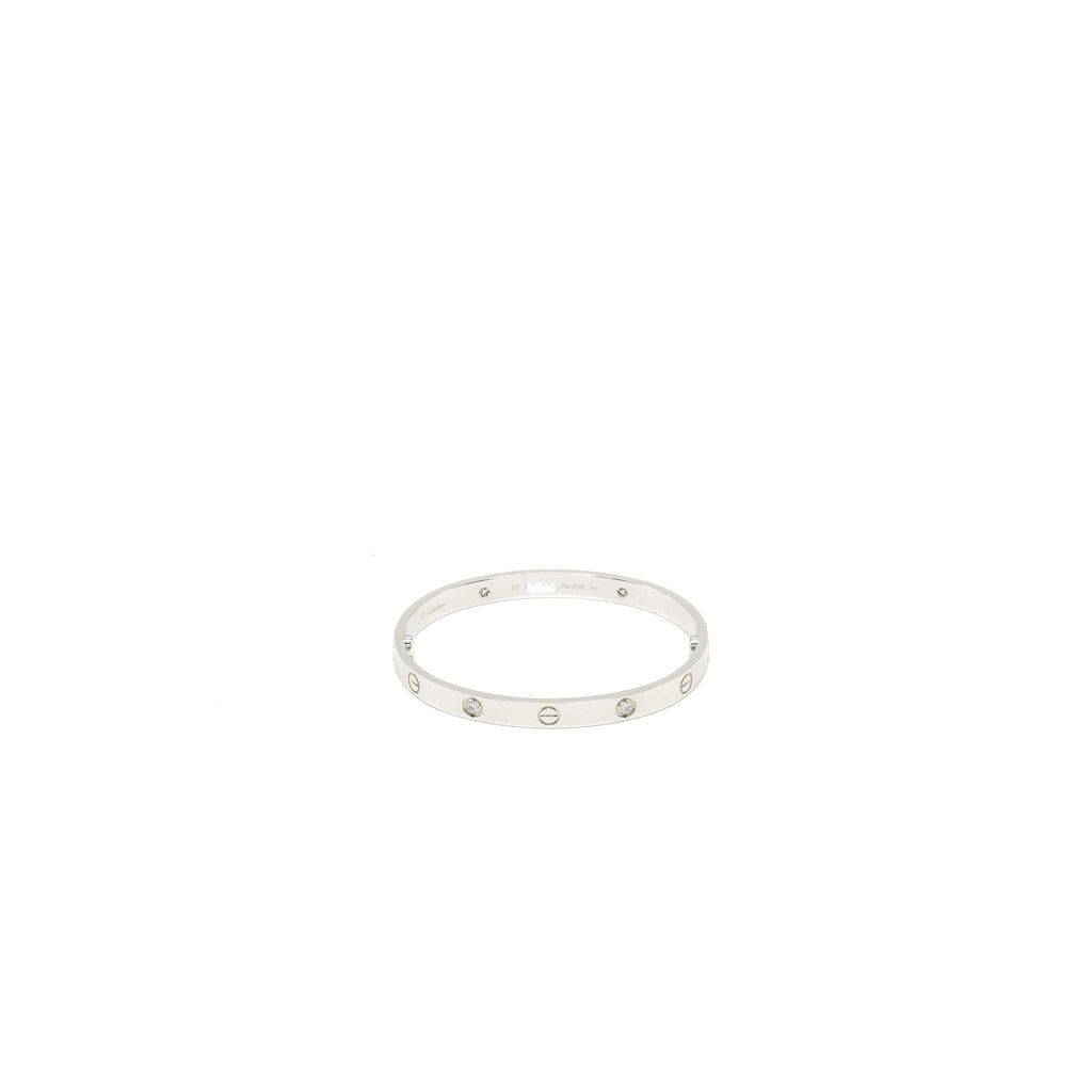 CARTIER LOVE BRACELET WHITE GOLD, 4 DIAMONDS