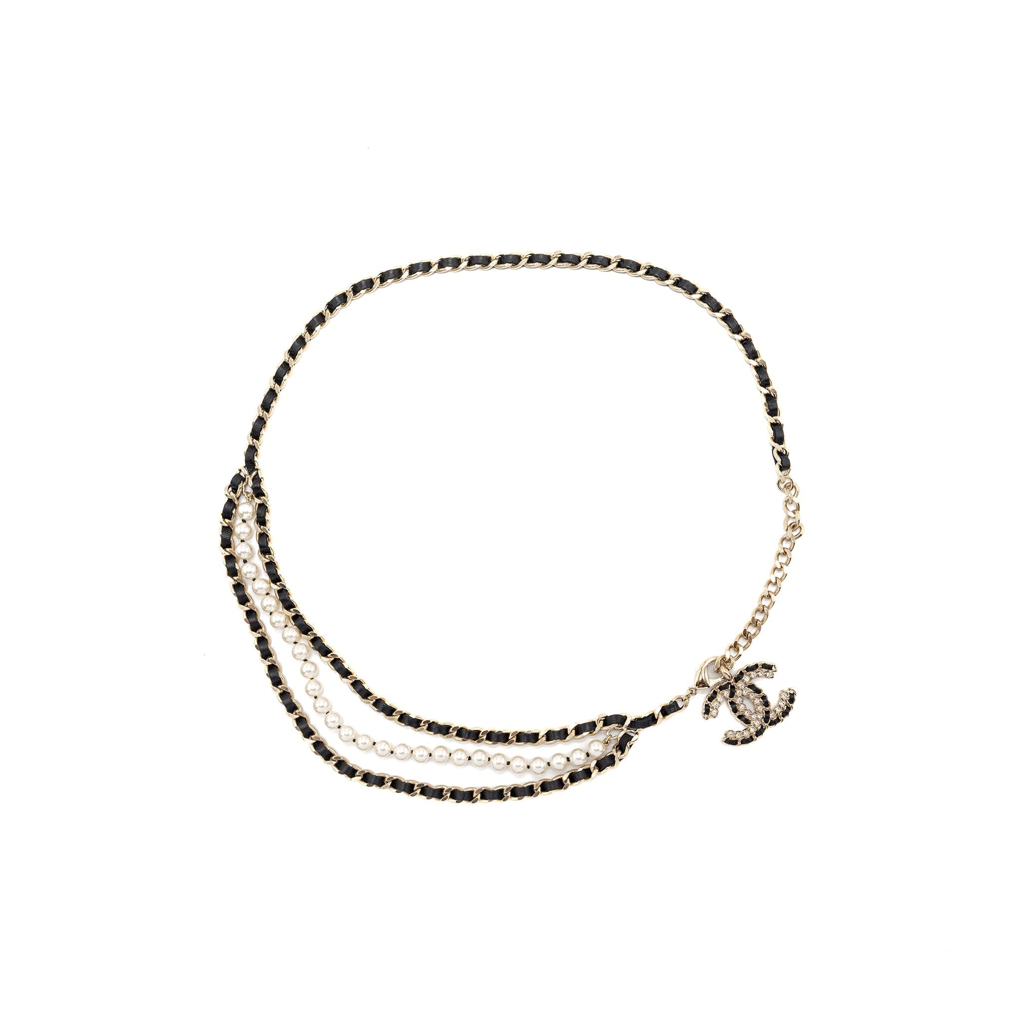 CHANEL DETAILED CC LOGO CHAIN BELT BLACK LGHW