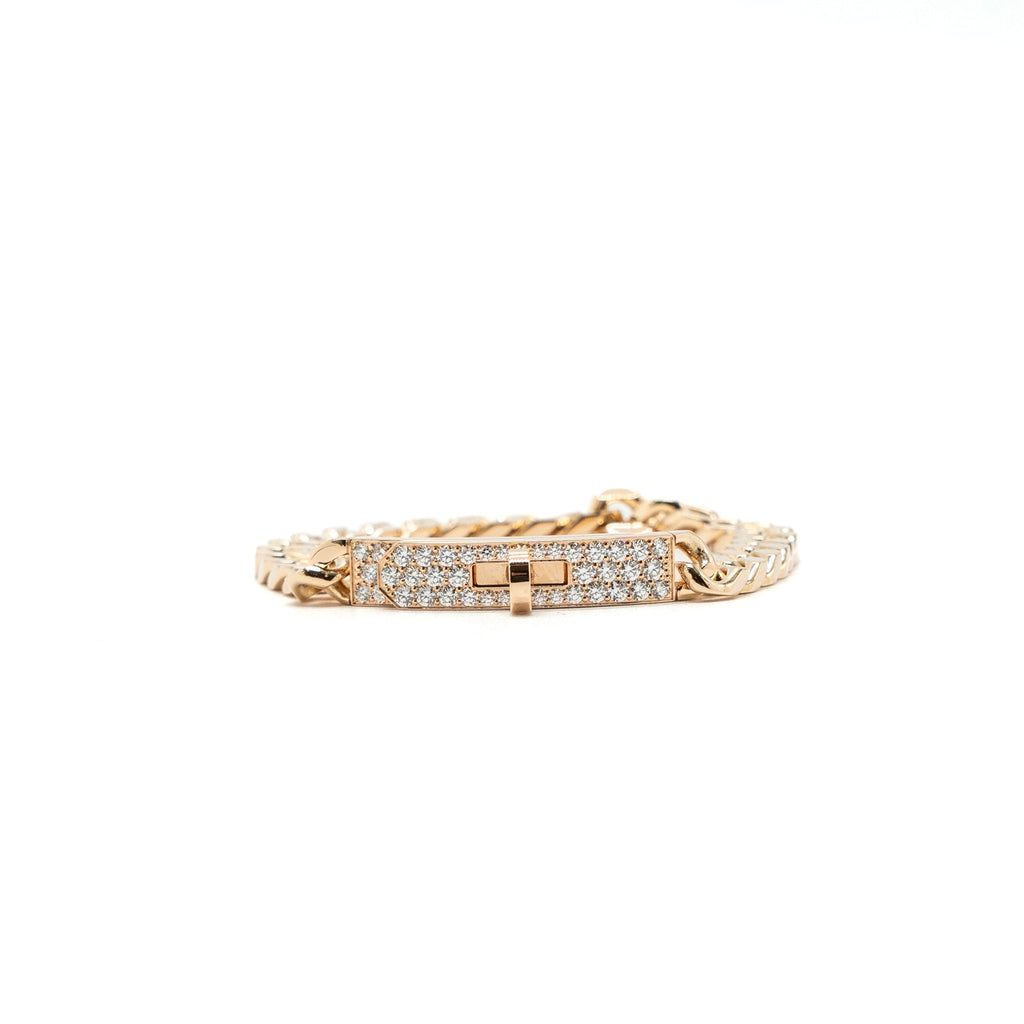 HERMES KELLY GOURMETTE BRACELET ROSE GOLD DIAMONDS