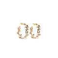 CHANEL 22S HOOP EARRINGS CRYSTAL/PEARL LIGHT GOLD TONE